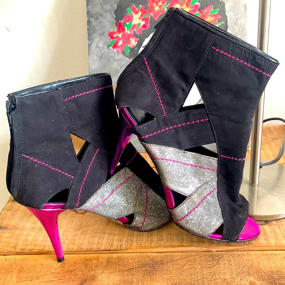 Charles and Keith women pink and black boots. Excellent condition.